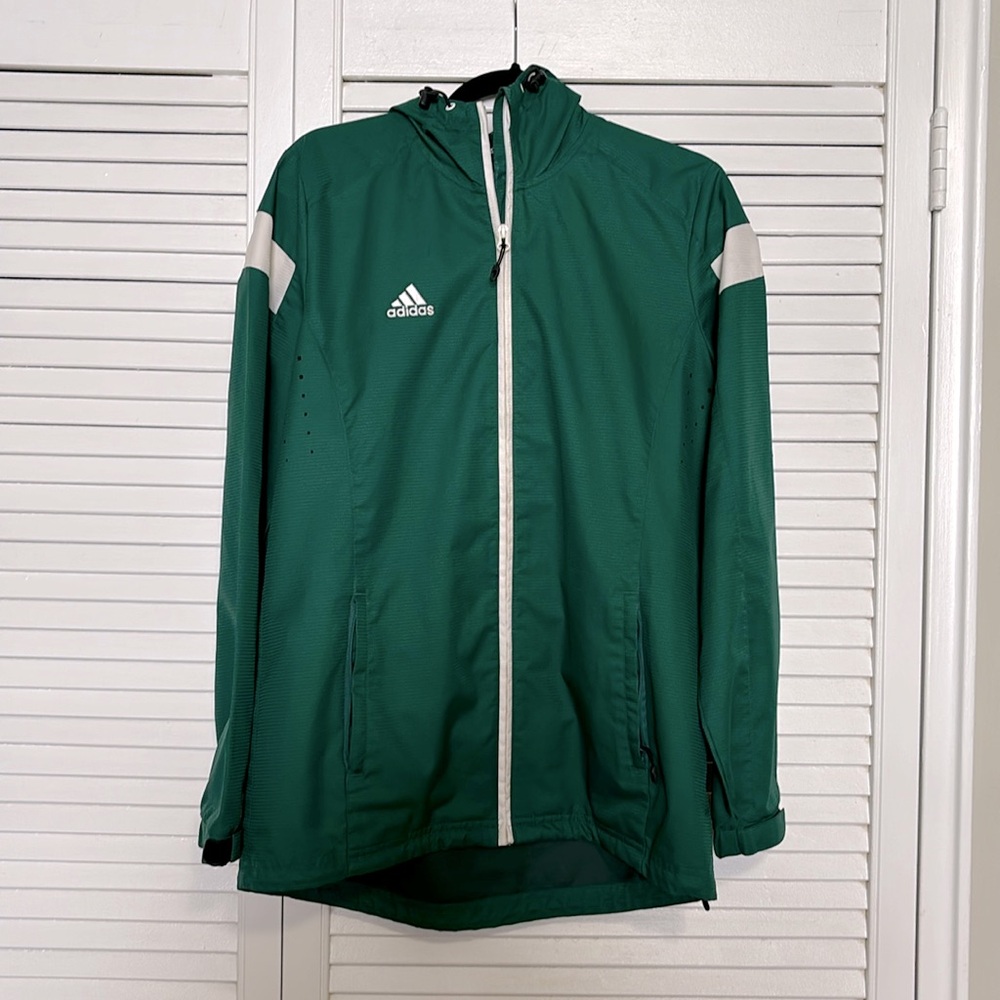 Adidas green climaproof windbreaker jacket